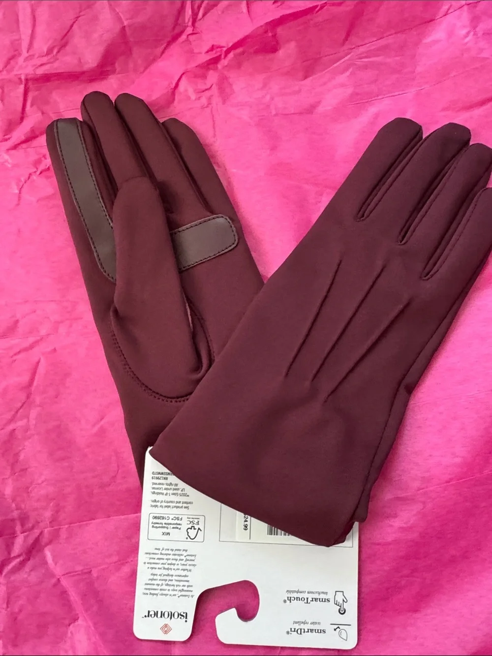 isotoner Women's Burgundy Dress Gloves - Picture 3 of 5